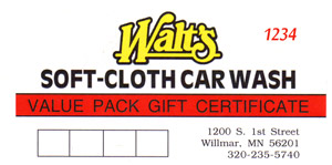 Car Wash Value Pack Booklet